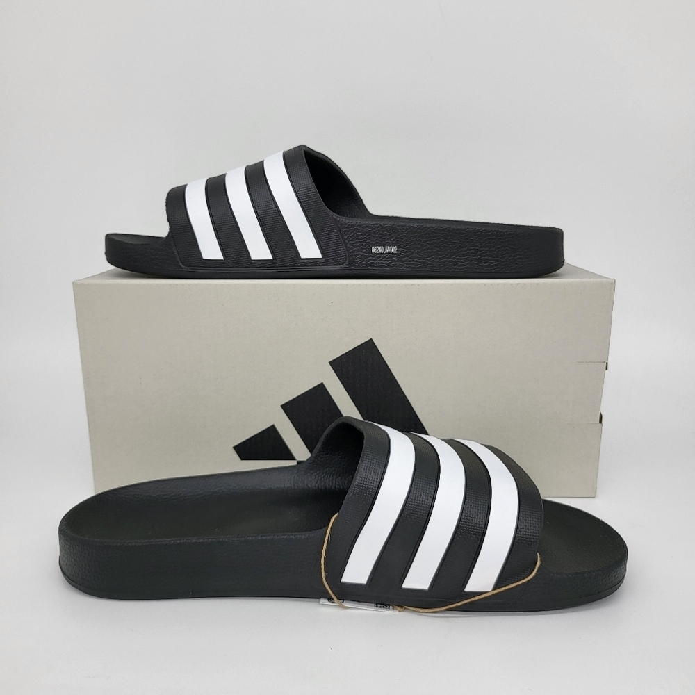 New Adidas Adilette Aqua Stripe Slides Men's Size 12 - Picture 6 of 7